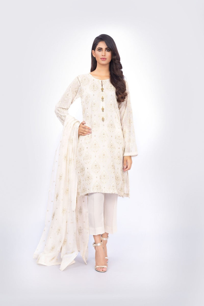 Bareeze Calico Ch2695 Off White Dress