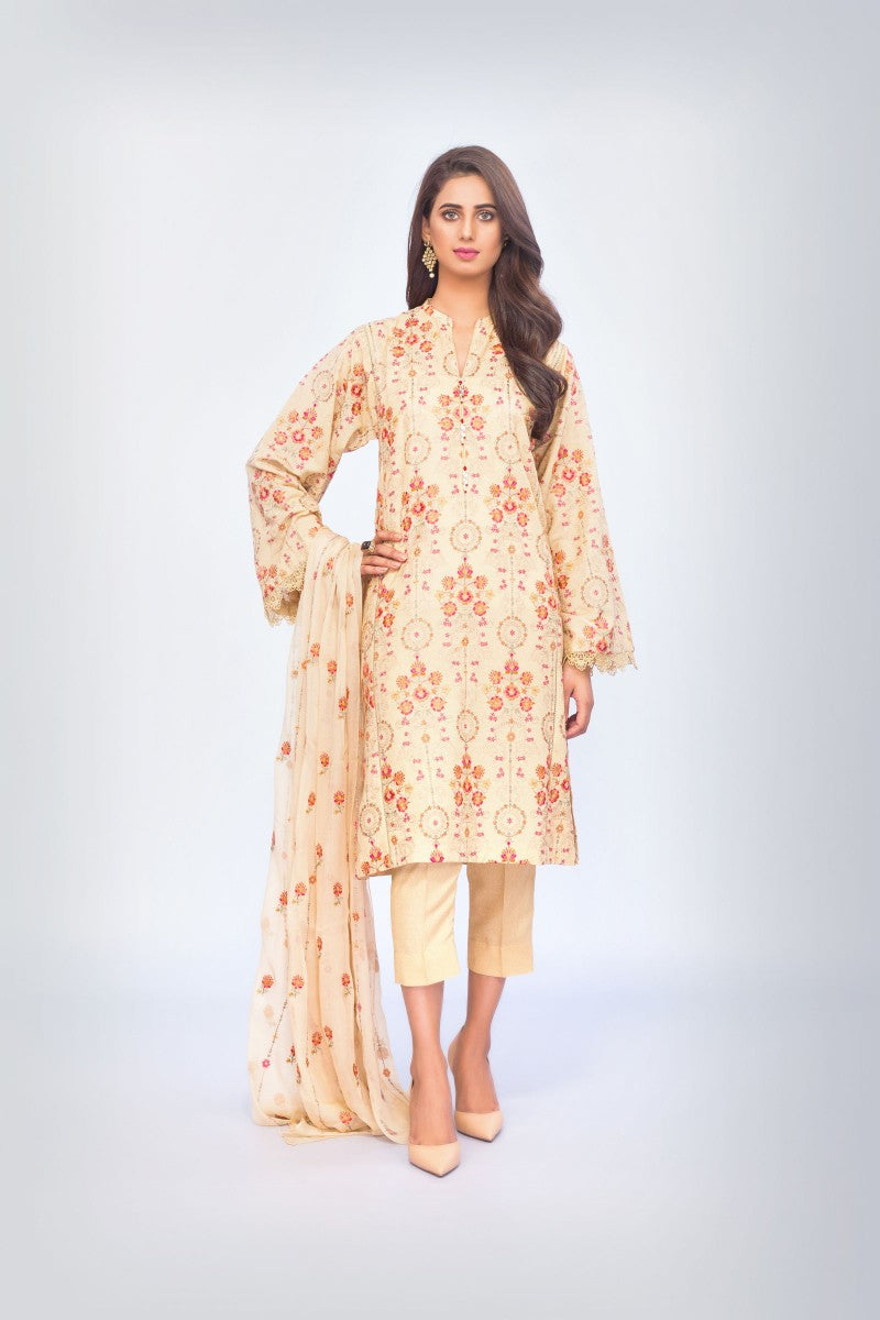 Bareeze Floral Glamour Ch2765 Beige Dress